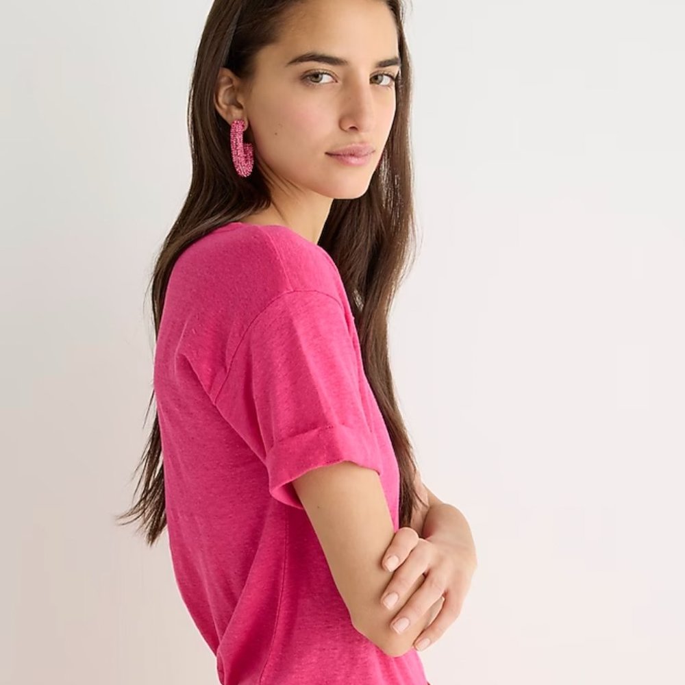 NTW - Jcrew Linen roll-cuff crewneck T-shirt - small